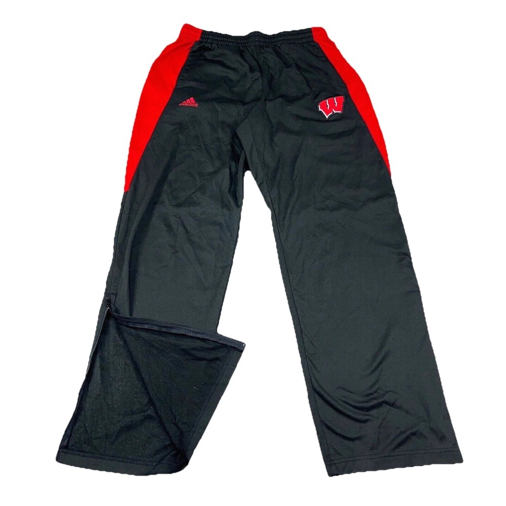 Wisconsin Badgers Sweatpants Men Medium Black Red Performance Warm Up Track Suit